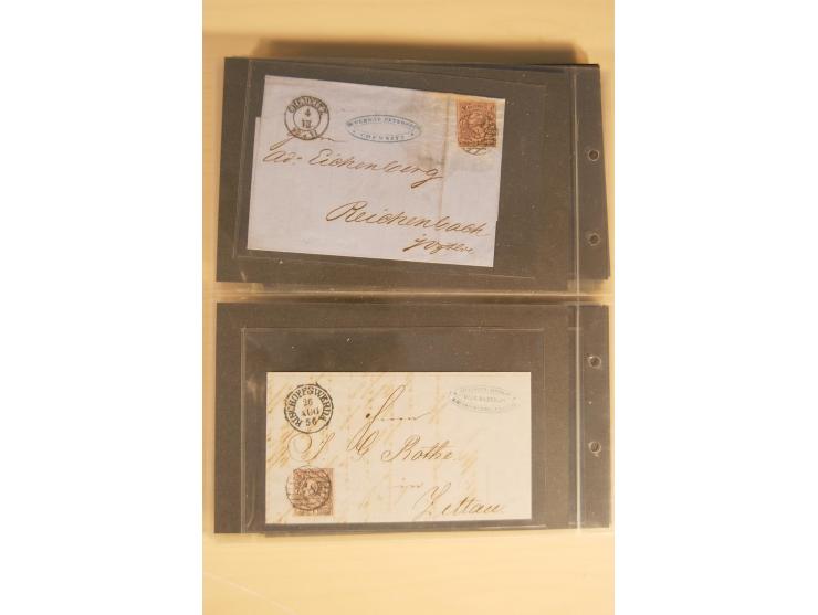 Bayern-Württemberg, interessante Briefe-Sammlung in 3 Bänden mit besseren Frankaturen, u.a. Braunschweig Mi.-Nr. 2, Helgoland