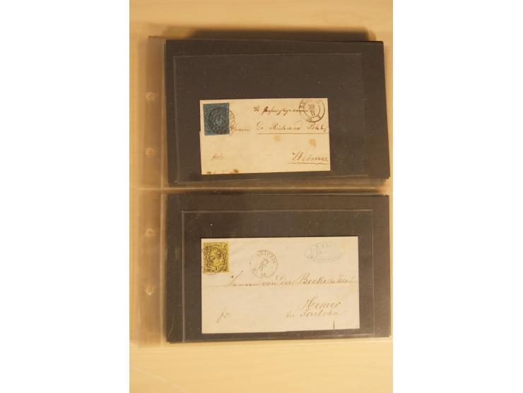 Bayern-Württemberg, interessante Briefe-Sammlung in 3 Bänden mit besseren Frankaturen, u.a. Braunschweig Mi.-Nr. 2, Helgoland