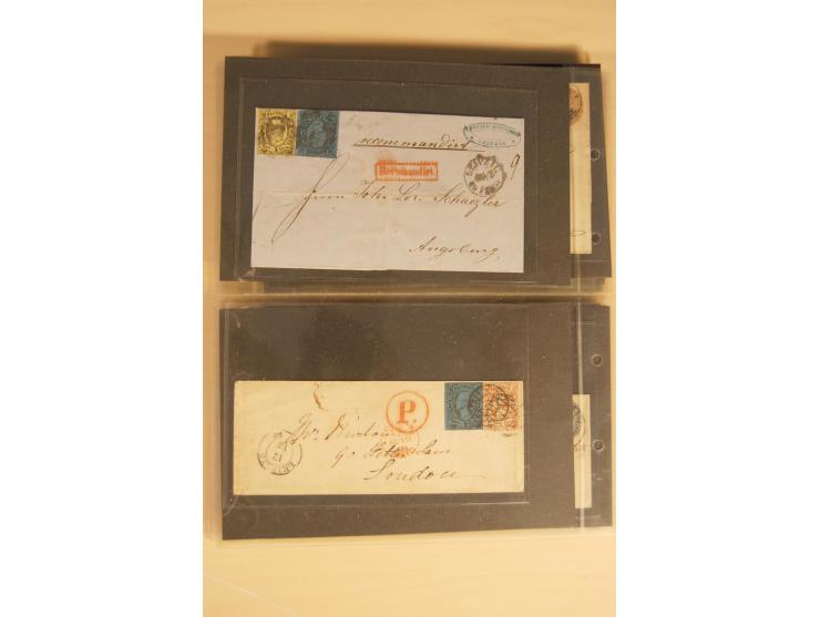 Bayern-Württemberg, interessante Briefe-Sammlung in 3 Bänden mit besseren Frankaturen, u.a. Braunschweig Mi.-Nr. 2, Helgoland