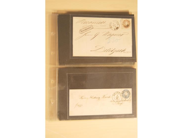Bayern-Württemberg, interessante Briefe-Sammlung in 3 Bänden mit besseren Frankaturen, u.a. Braunschweig Mi.-Nr. 2, Helgoland