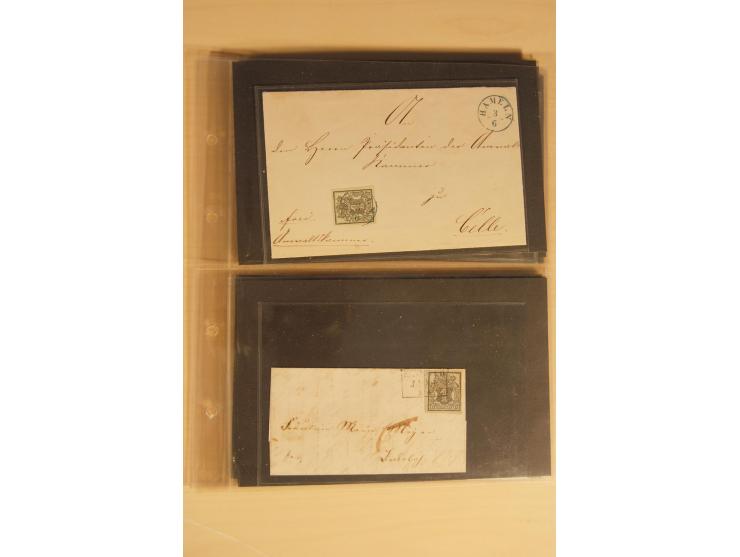 Bayern-Württemberg, interessante Briefe-Sammlung in 3 Bänden mit besseren Frankaturen, u.a. Braunschweig Mi.-Nr. 2, Helgoland