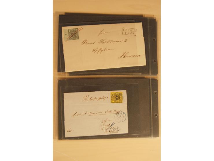 Bayern-Württemberg, interessante Briefe-Sammlung in 3 Bänden mit besseren Frankaturen, u.a. Braunschweig Mi.-Nr. 2, Helgoland