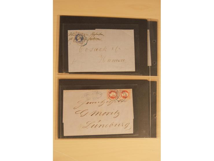 Bayern-Württemberg, interessante Briefe-Sammlung in 3 Bänden mit besseren Frankaturen, u.a. Braunschweig Mi.-Nr. 2, Helgoland