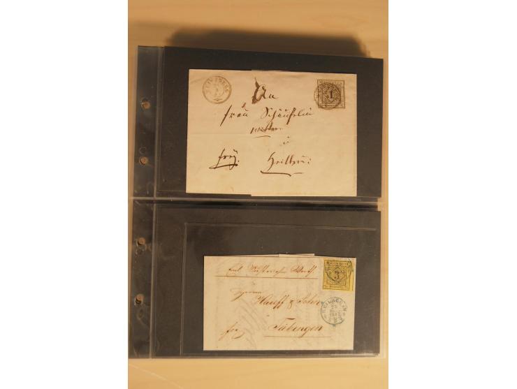 Bayern-Württemberg, interessante Briefe-Sammlung in 3 Bänden mit besseren Frankaturen, u.a. Braunschweig Mi.-Nr. 2, Helgoland