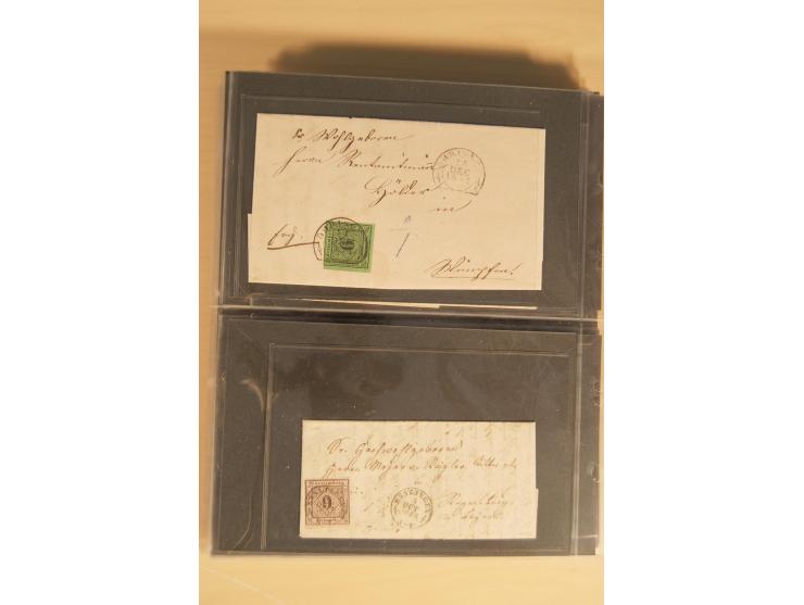 Bayern-Württemberg, interessante Briefe-Sammlung in 3 Bänden mit besseren Frankaturen, u.a. Braunschweig Mi.-Nr. 2, Helgoland
