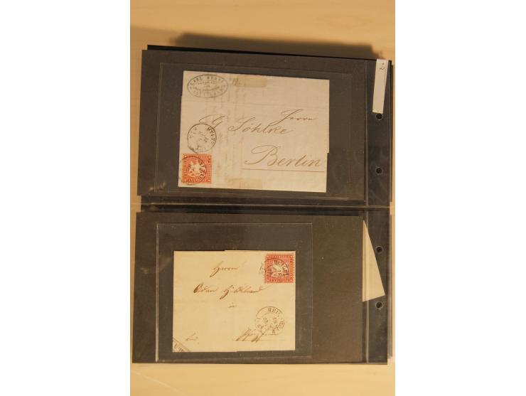 Bayern-Württemberg, interessante Briefe-Sammlung in 3 Bänden mit besseren Frankaturen, u.a. Braunschweig Mi.-Nr. 2, Helgoland