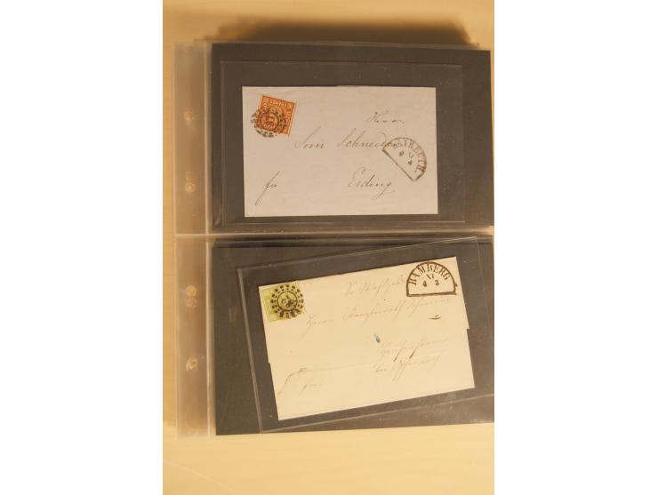 Bayern-Württemberg, interessante Briefe-Sammlung in 3 Bänden mit besseren Frankaturen, u.a. Braunschweig Mi.-Nr. 2, Helgoland