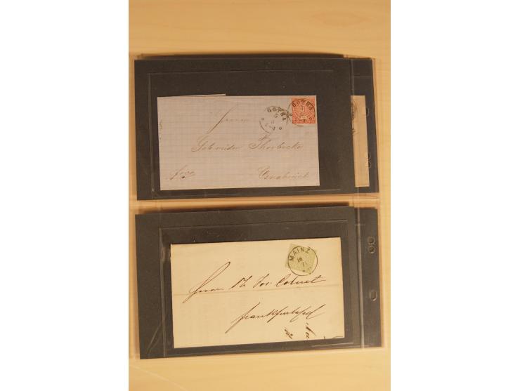 Bayern-Württemberg, interessante Briefe-Sammlung in 3 Bänden mit besseren Frankaturen, u.a. Braunschweig Mi.-Nr. 2, Helgoland