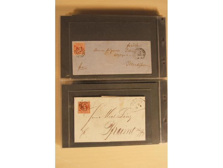 Bayern-Württemberg, interessante Briefe-Sammlung in 3 Bänden mit besseren Frankaturen, u.a. Braunschweig Mi.-Nr. 2, Helgoland