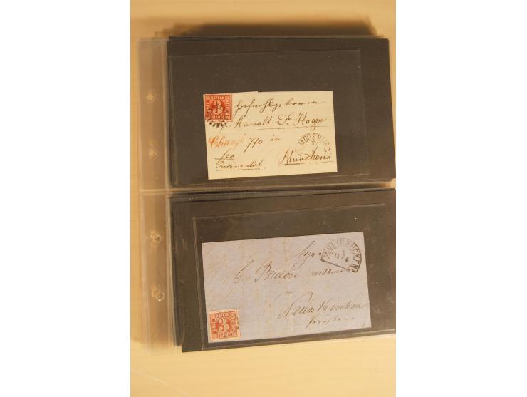 Bayern-Württemberg, interessante Briefe-Sammlung in 3 Bänden mit besseren Frankaturen, u.a. Braunschweig Mi.-Nr. 2, Helgoland