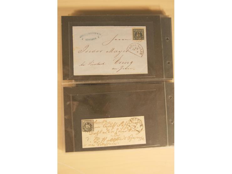 Bayern-Württemberg, interessante Briefe-Sammlung in 3 Bänden mit besseren Frankaturen, u.a. Braunschweig Mi.-Nr. 2, Helgoland