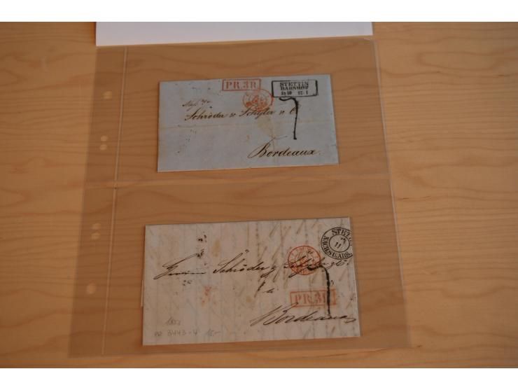 1800/60 (ca.), rd. 700 markenlose Briefe, ganz überwiegend Transitpost in das Ausland mit vielen besseren Stempeln und Stempe