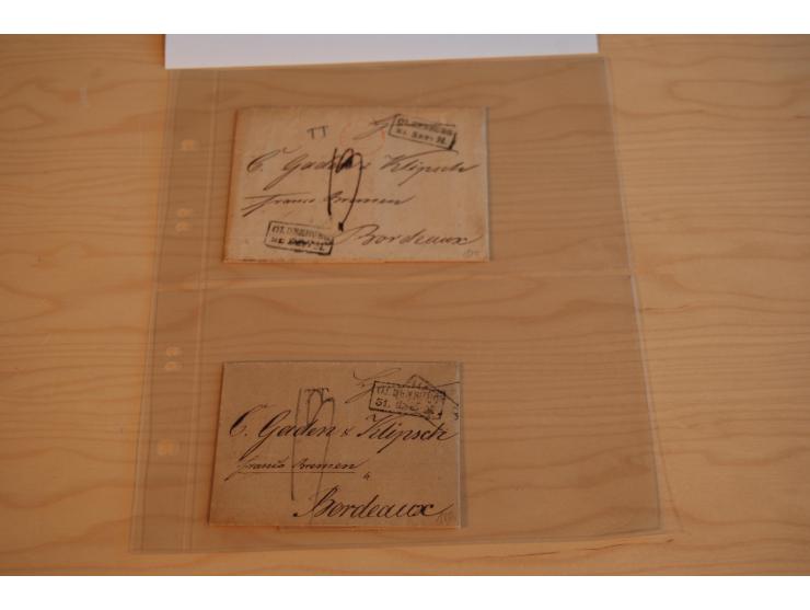1800/60 (ca.), rd. 700 markenlose Briefe, ganz überwiegend Transitpost in das Ausland mit vielen besseren Stempeln und Stempe