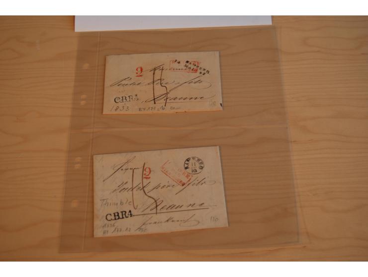 1800/60 (ca.), rd. 700 markenlose Briefe, ganz überwiegend Transitpost in das Ausland mit vielen besseren Stempeln und Stempe