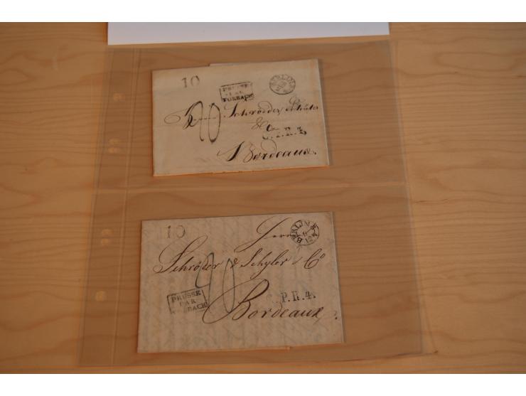 1800/60 (ca.), rd. 700 markenlose Briefe, ganz überwiegend Transitpost in das Ausland mit vielen besseren Stempeln und Stempe