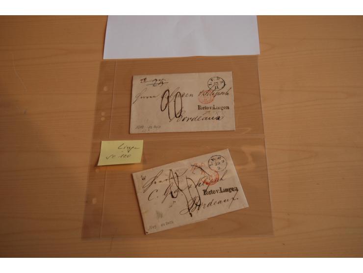 1800/60 (ca.), rd. 700 markenlose Briefe, ganz überwiegend Transitpost in das Ausland mit vielen besseren Stempeln und Stempe