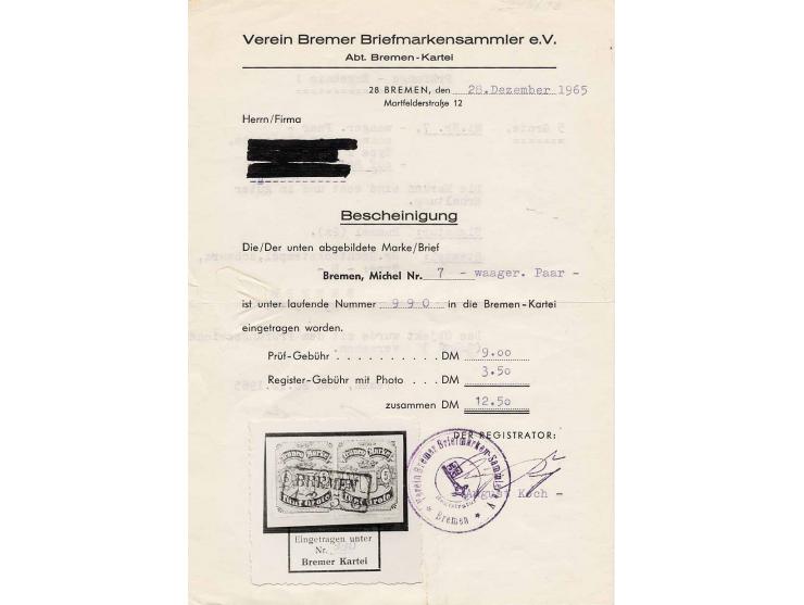 1859/66, hochwertige kleine gestempelte Zusammenstellung mit u.a. Mi.-Nr. 4b und 5a in Paaren, 6x und y sowie 10b auf Brief; 