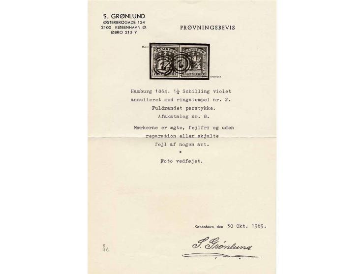 1859/65, interessante gestempelte Zusammenstellung mit waagerechtem 3er-Streifen und 26 Paaren (zum Teil auf Briefstücken), d