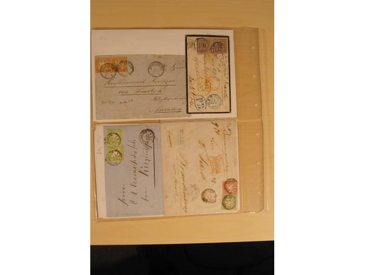 1851/1902, sehr interessante Zusammenstellung mit gestempelten Paaren (auch Briefstücke) und 3er-Streifen ab Mi.-Nr. 1 bis Pf