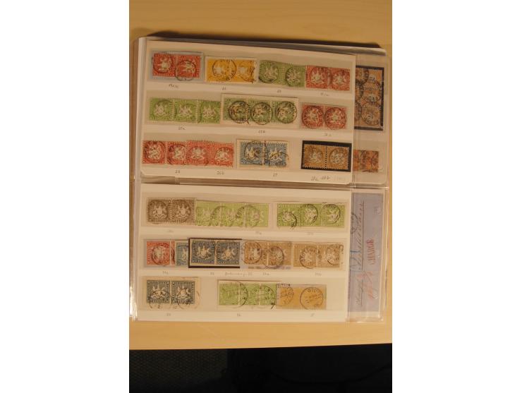 1851/1902, sehr interessante Zusammenstellung mit gestempelten Paaren (auch Briefstücke) und 3er-Streifen ab Mi.-Nr. 1 bis Pf