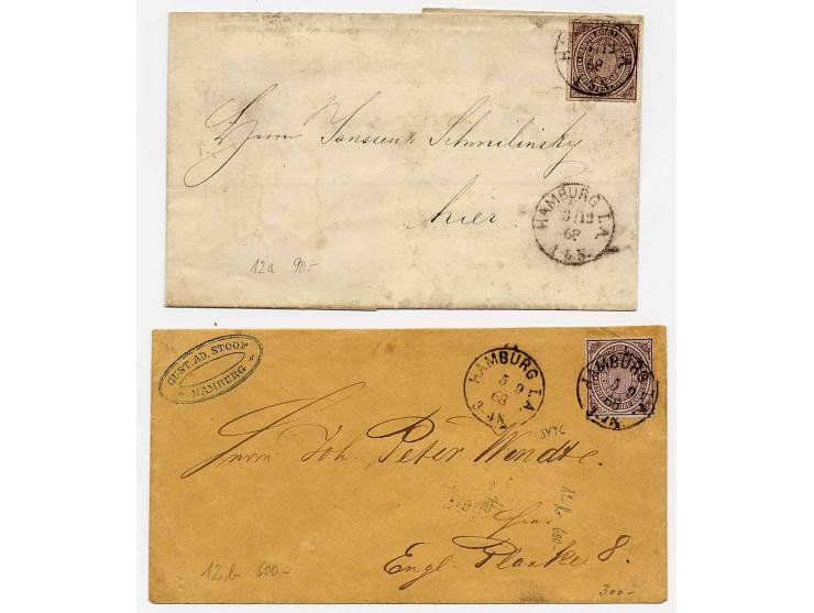 1868/70, sehr interessante, kleine Zusammenstellung mit meist hochwertigen Stücken in unterschiedlicher Erhaltung, dabei u.a.