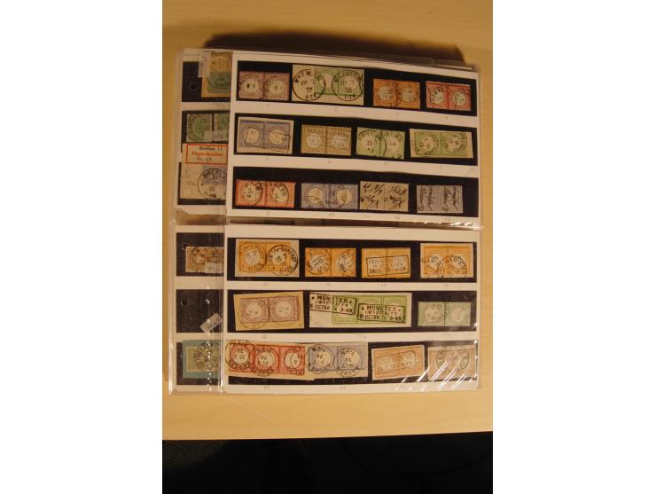 1872/1915 (ca.), sehr interessanter gestempelter Posten mit vielen schönen Briefstücken und einigen Briefen, dabei sehr viele