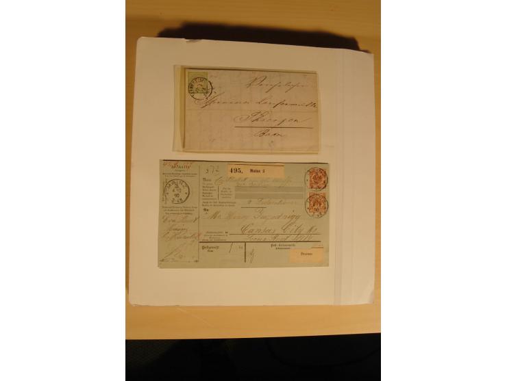 1872/1915 (ca.), sehr interessanter gestempelter Posten mit vielen schönen Briefstücken und einigen Briefen, dabei sehr viele