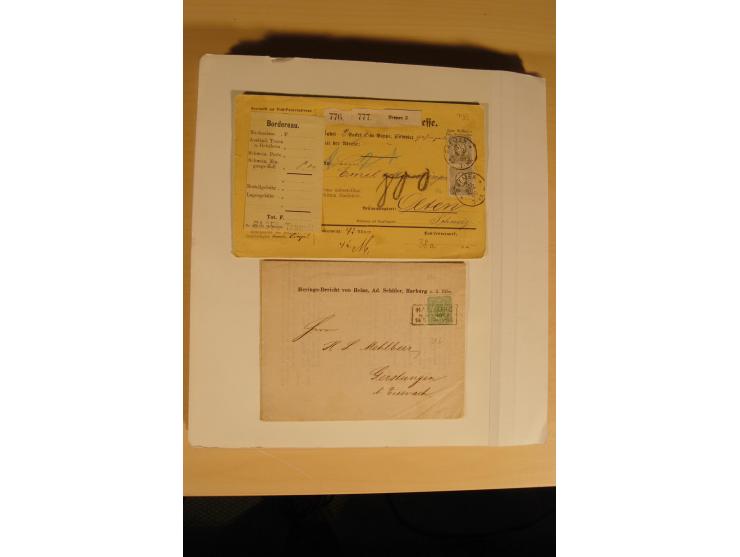 1872/1915 (ca.), sehr interessanter gestempelter Posten mit vielen schönen Briefstücken und einigen Briefen, dabei sehr viele