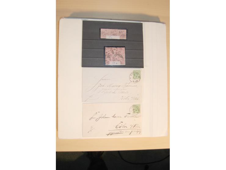 1872/1915 (ca.), sehr interessanter gestempelter Posten mit vielen schönen Briefstücken und einigen Briefen, dabei sehr viele