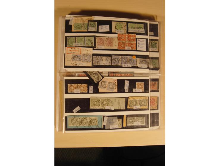 1872/1915 (ca.), sehr interessanter gestempelter Posten mit vielen schönen Briefstücken und einigen Briefen, dabei sehr viele