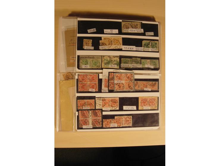 1872/1915 (ca.), sehr interessanter gestempelter Posten mit vielen schönen Briefstücken und einigen Briefen, dabei sehr viele