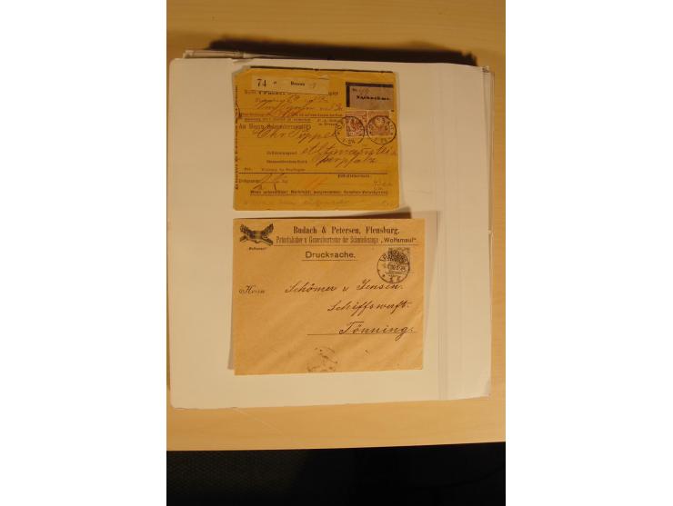 1872/1915 (ca.), sehr interessanter gestempelter Posten mit vielen schönen Briefstücken und einigen Briefen, dabei sehr viele