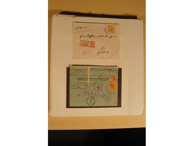 1872/1915 (ca.), sehr interessanter gestempelter Posten mit vielen schönen Briefstücken und einigen Briefen, dabei sehr viele