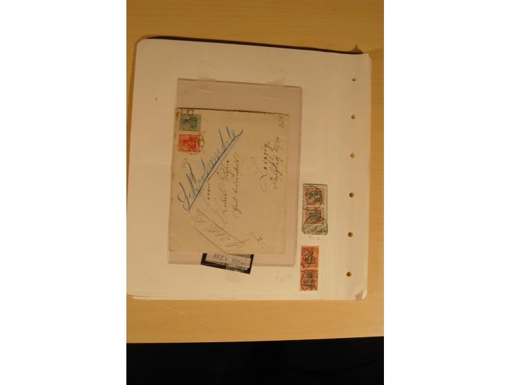 1872/1915 (ca.), sehr interessanter gestempelter Posten mit vielen schönen Briefstücken und einigen Briefen, dabei sehr viele