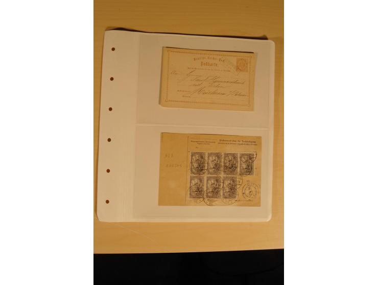 1872/1915 (ca.), sehr interessanter gestempelter Posten mit vielen schönen Briefstücken und einigen Briefen, dabei sehr viele