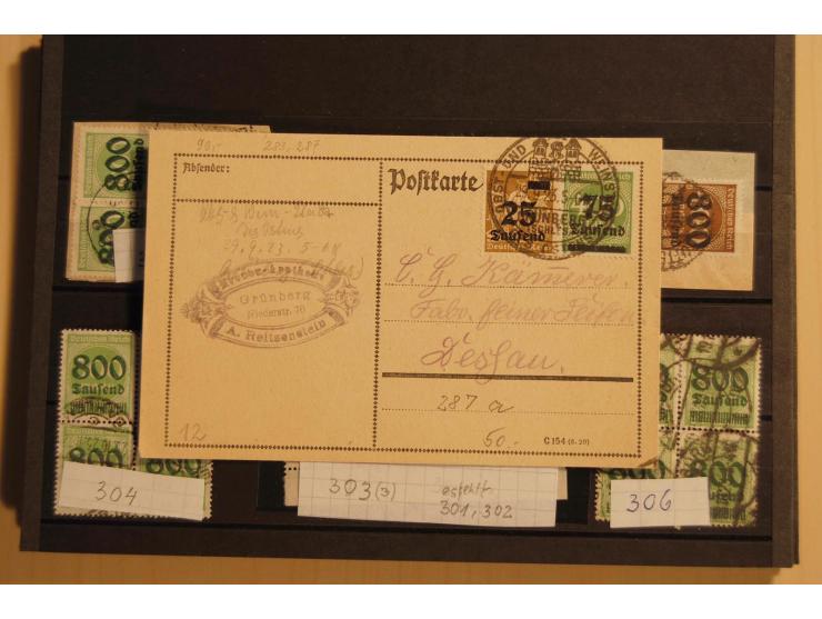 1919/23, hochwertige gestempelte Infla-Zusammenstellung mit nahezu nur besseren Werten und einigen Briefen, dabei Mi.-Nr. 160
