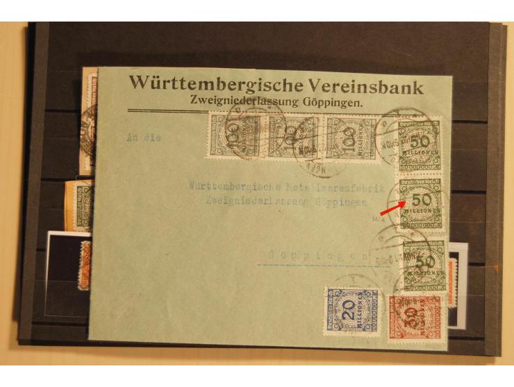 1919/23, hochwertige gestempelte Infla-Zusammenstellung mit nahezu nur besseren Werten und einigen Briefen, dabei Mi.-Nr. 160