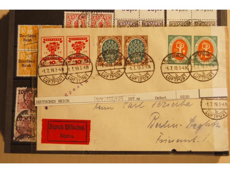 1919/23, hochwertige gestempelte Infla-Zusammenstellung mit nahezu nur besseren Werten und einigen Briefen, dabei Mi.-Nr. 160