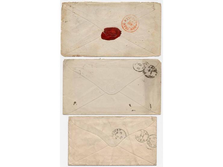 1874/1901, 5 Briefe aus einer Korrespondenz nach Halifax (3) bzw. USA, unterschiedliche Erhaltung