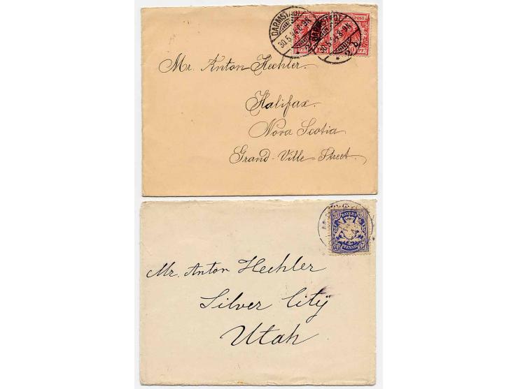 1874/1901, 5 Briefe aus einer Korrespondenz nach Halifax (3) bzw. USA, unterschiedliche Erhaltung