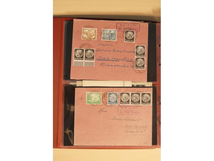 1933, äußerst umfangreiche Briefsammlung Wagner 3-40 Pfg. mit vielen interessanten Frankaturen, dabei über 30 Satzbriefe, vie