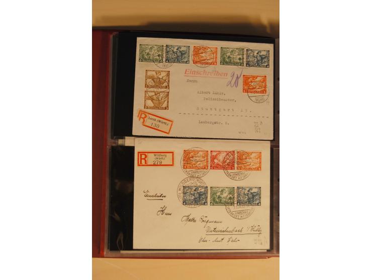 1933, äußerst umfangreiche Briefsammlung Wagner 3-40 Pfg. mit vielen interessanten Frankaturen, dabei über 30 Satzbriefe, vie