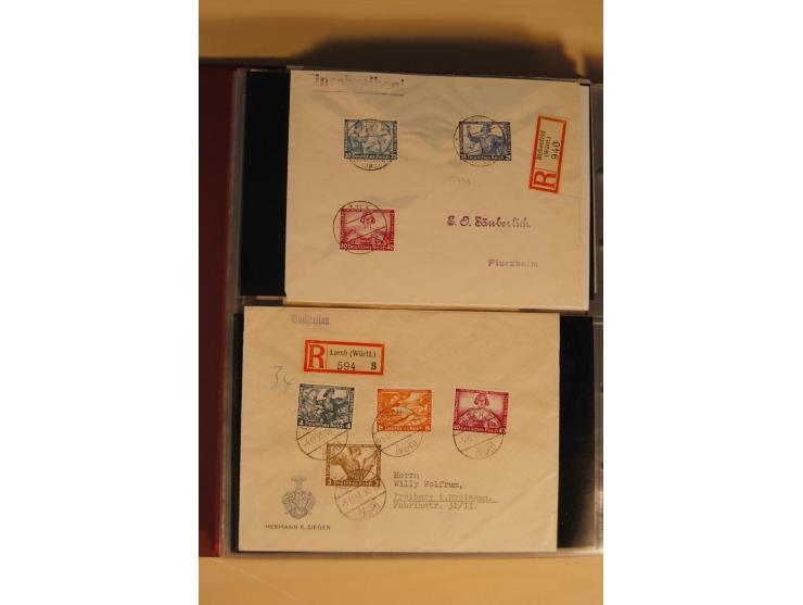 1933, äußerst umfangreiche Briefsammlung Wagner 3-40 Pfg. mit vielen interessanten Frankaturen, dabei über 30 Satzbriefe, vie