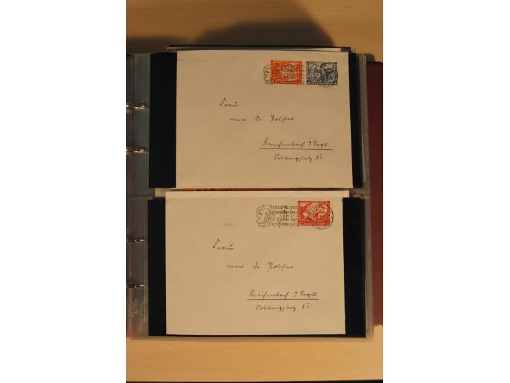 1933, äußerst umfangreiche Briefsammlung Wagner 3-40 Pfg. mit vielen interessanten Frankaturen, dabei über 30 Satzbriefe, vie