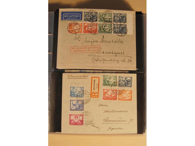 1933, äußerst umfangreiche Briefsammlung Wagner 3-40 Pfg. mit vielen interessanten Frankaturen, dabei über 30 Satzbriefe, vie