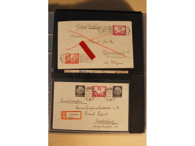 1933, äußerst umfangreiche Briefsammlung Wagner 3-40 Pfg. mit vielen interessanten Frankaturen, dabei über 30 Satzbriefe, vie
