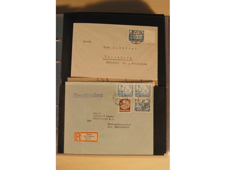 1933, äußerst umfangreiche Briefsammlung Wagner 3-40 Pfg. mit vielen interessanten Frankaturen, dabei über 30 Satzbriefe, vie