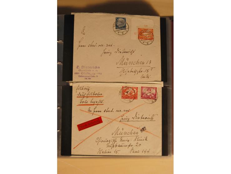 1933, äußerst umfangreiche Briefsammlung Wagner 3-40 Pfg. mit vielen interessanten Frankaturen, dabei über 30 Satzbriefe, vie