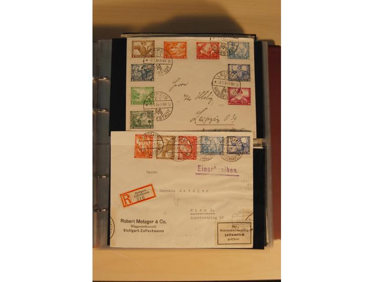 1933, äußerst umfangreiche Briefsammlung Wagner 3-40 Pfg. mit vielen interessanten Frankaturen, dabei über 30 Satzbriefe, vie