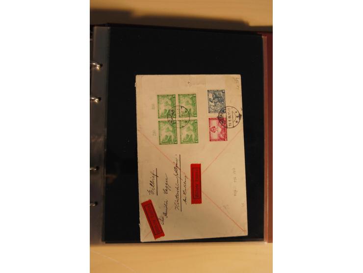 1933, äußerst umfangreiche Briefsammlung Wagner 3-40 Pfg. mit vielen interessanten Frankaturen, dabei über 30 Satzbriefe, vie
